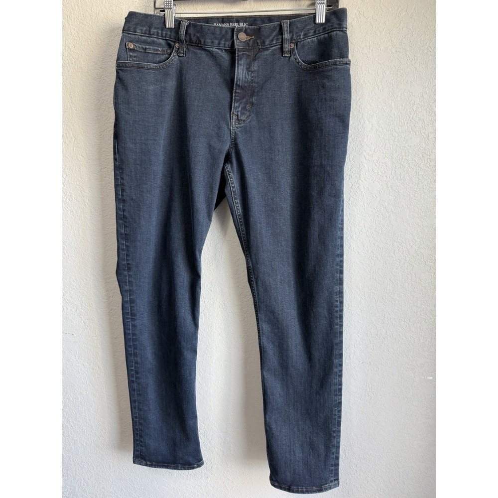 Banana Republic Jeans Mens 33/29 Blue Dark Wash Traveler Slim Fit Stretch Casual